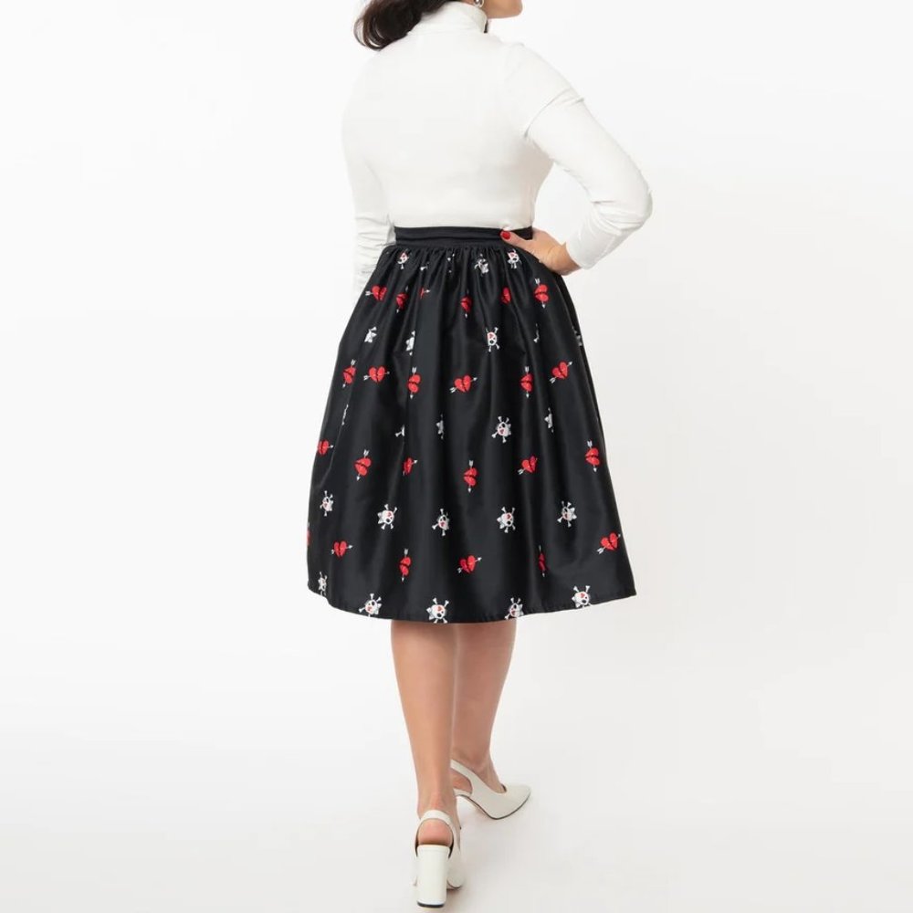 Unique Vintage Gellar Skirt - Swing Skulls Pinup Rockabilly Halloween Kawaii - Picture 9 of 9
